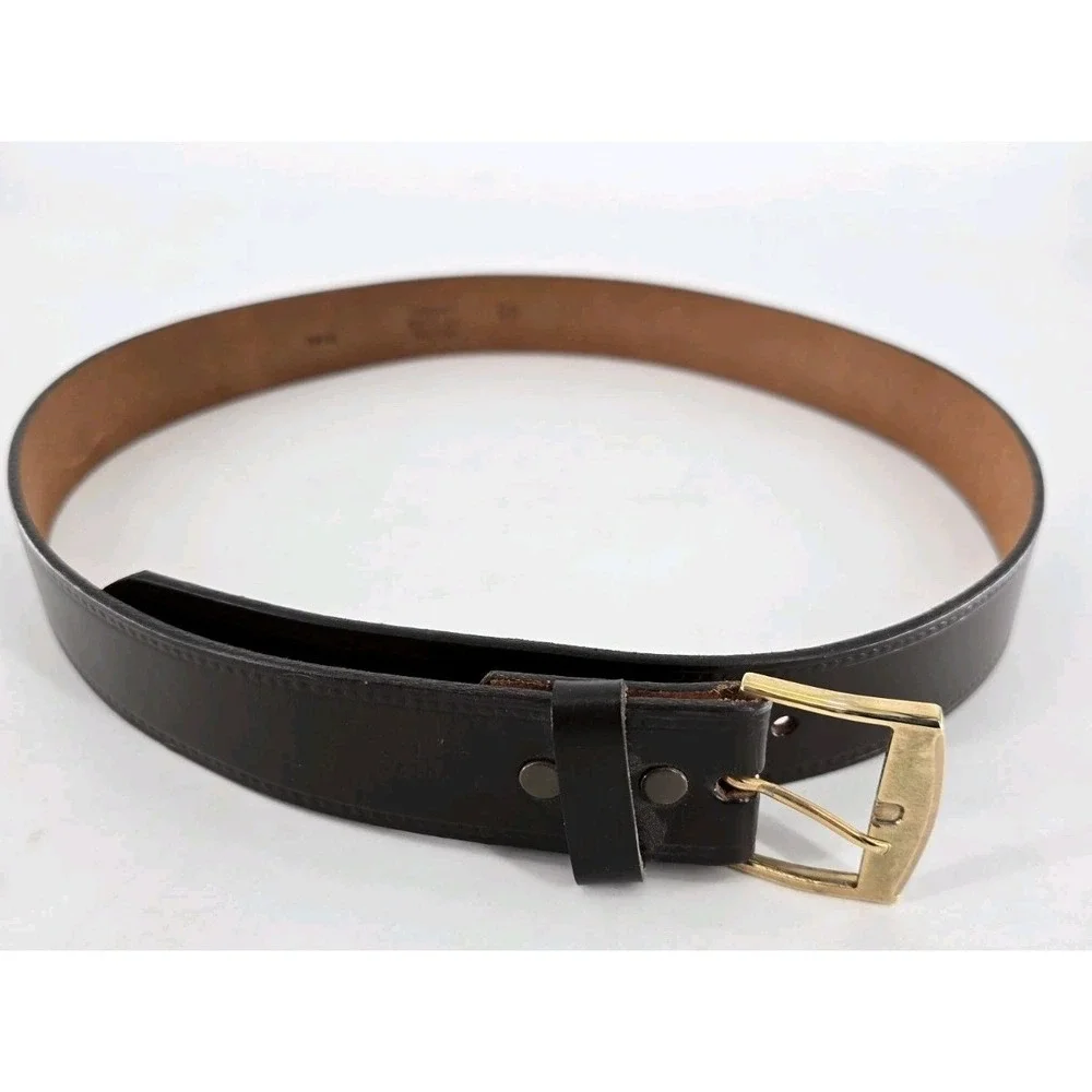 NEW VTG Brown U.S.A Belt Genuine Top Grain Cowhide Leather‎ - Gold Sz 40 - 5092